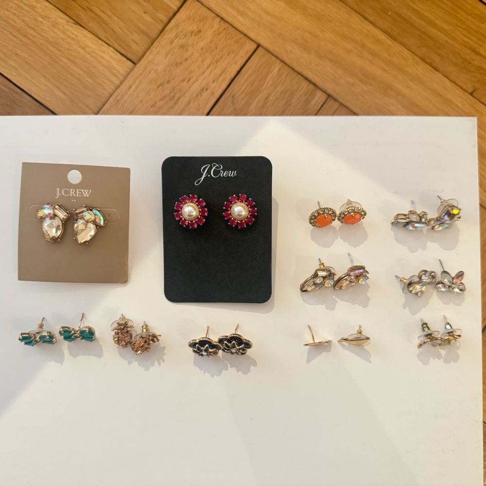 Kate Spade and J. Crew Women's Multi-Color Earring Set- Lot of 11 Pairs